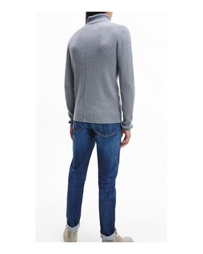 CKJeans MAGLIERIA C/ALTO MICRO BRANDING RIB ROLL NECK.P2D MID GREY HEATHER