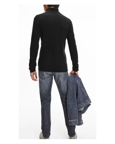 CKJeans MAGLIERIA C/ALTO MICRO BRANDING RIB ROLL NECK.BEH CK BLACK