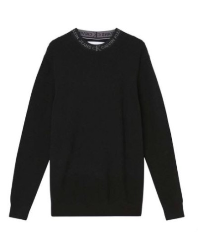 CKJeans MAGLIERIA GIROCOLLO LOGO JACQUARD RIB SWEATER.BEH CK BLACK