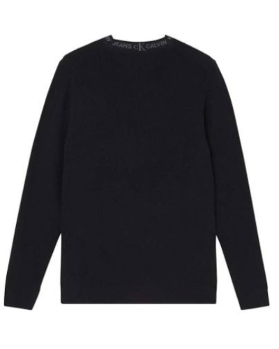 CKJeans MAGLIERIA GIROCOLLO LOGO JACQUARD RIB SWEATER.BEH CK BLACK