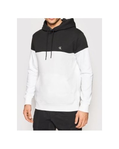 CKJeans FELPA C/CAPP COLORBLOCK SHADOW LOGO HOODIE.BEH CK BLACK/BRIGHT WHITE