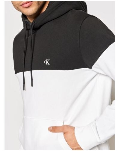 CKJeans FELPA C/CAPP COLORBLOCK SHADOW LOGO HOODIE.BEH CK BLACK/BRIGHT WHITE