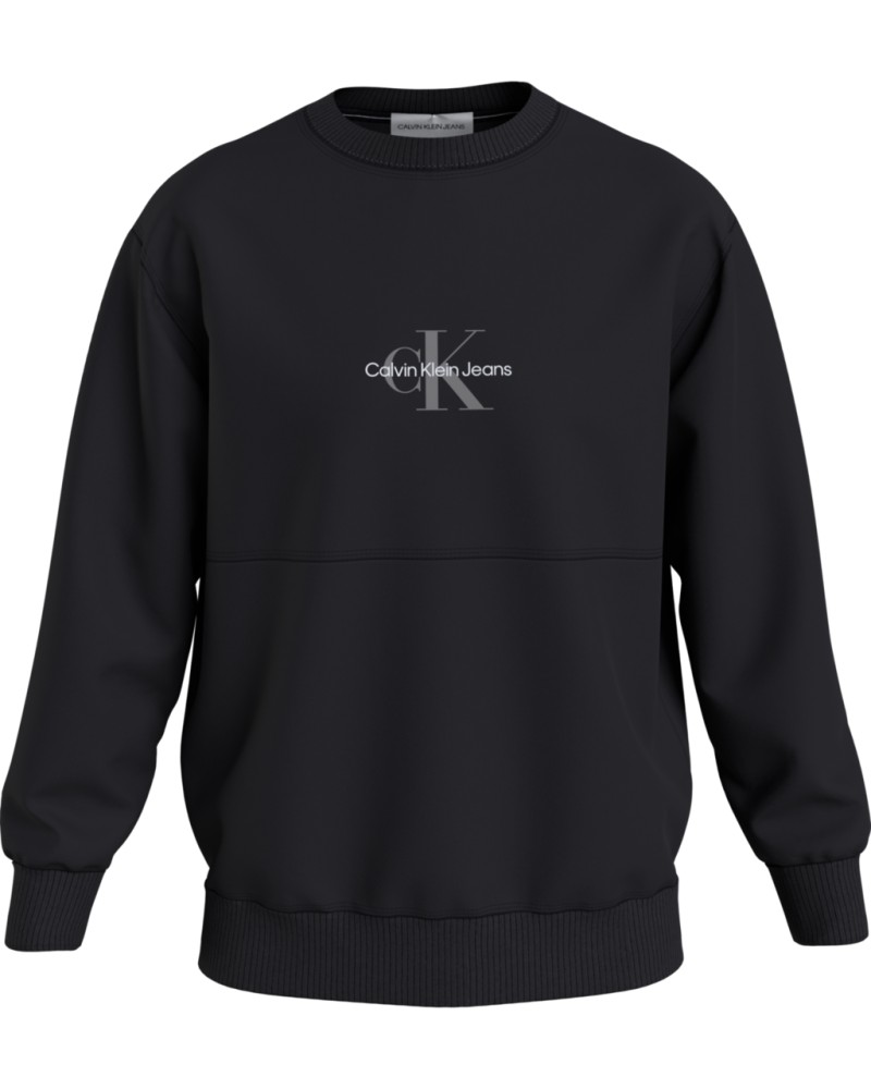 CKJeans FELPA PARICOLLO MONOLOGO CREW NECK.BEH CK BLACK