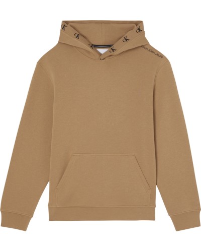 CKJeans FELPA C/CAPP LOGO JACQUARD HOODIE.GV7 TIMELESS CAMEL