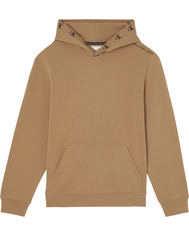 CKJeans FELPA C/CAPP LOGO JACQUARD HOODIE.GV7 TIMELESS CAMEL