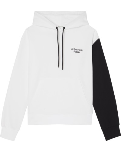 CKJeans FELPA C/CAPP STACKED COLORBLOCK HOODIE.YAF BRIGHT WHITE / CK BLACK