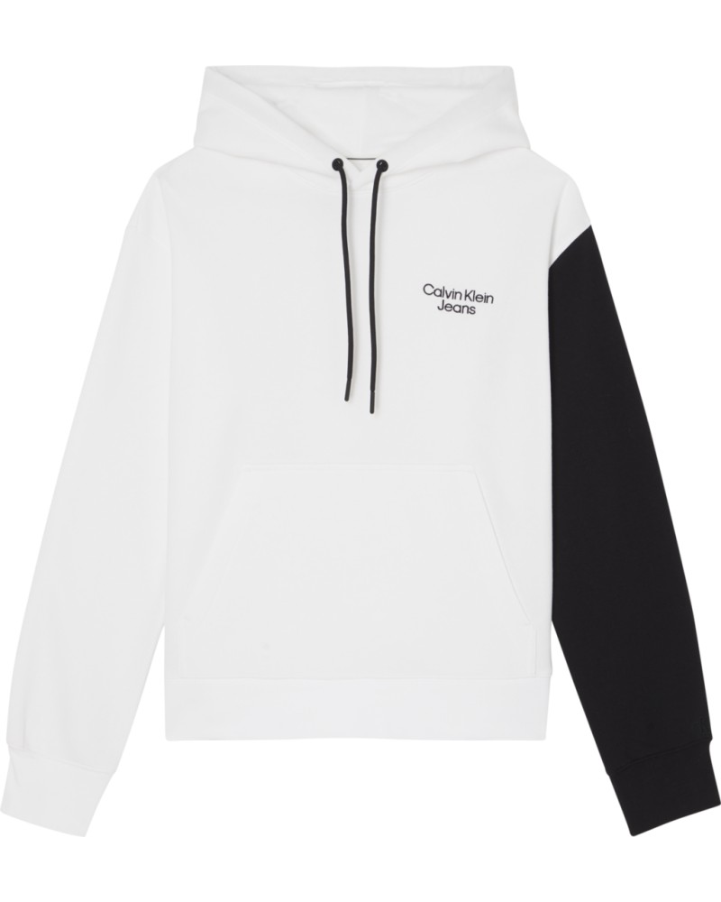 CKJeans FELPA C/CAPP STACKED COLORBLOCK HOODIE.YAF BRIGHT WHITE / CK BLACK
