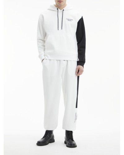 CKJeans FELPA C/CAPP STACKED COLORBLOCK HOODIE.YAF BRIGHT WHITE / CK BLACK