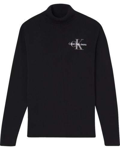 CKJeans MAGLIONE LUPETTO MONOLOGO RIB ROLL NECK.BEH CK BLACK