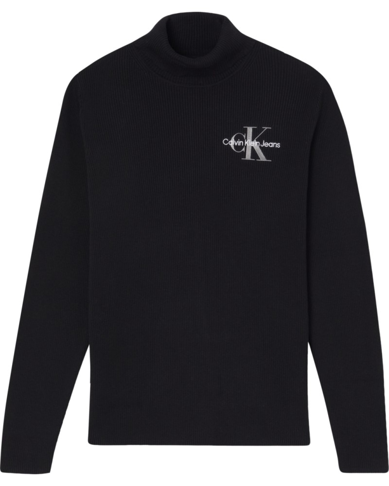 CKJeans MAGLIONE LUPETTO MONOLOGO RIB ROLL NECK.BEH CK BLACK
