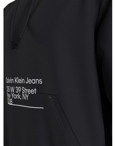 CKJeans FELPA C/CAPP CK ADDRESS LOGO HOODIE.BEH CK BLACK