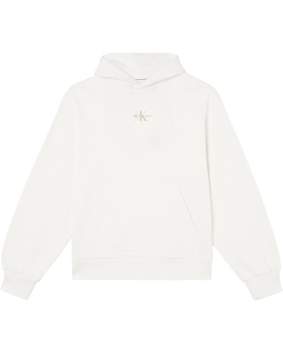 CKJeans FELPA C/CAPP MICRO MONOLOGO HOODIE.YBI IVORY