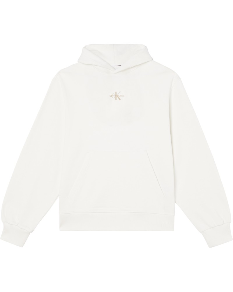 CKJeans FELPA C/CAPP MICRO MONOLOGO HOODIE.YBI IVORY