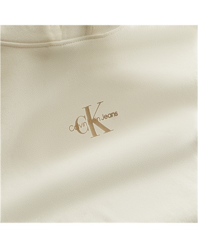 CKJeans FELPA C/CAPP MICRO MONOLOGO HOODIE.YBI IVORY