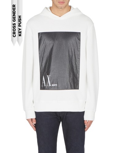 ARMANI AX FELPA C/CAPP  70% COTTON, 30% POLYESTER.2181 WHITE/BLACK