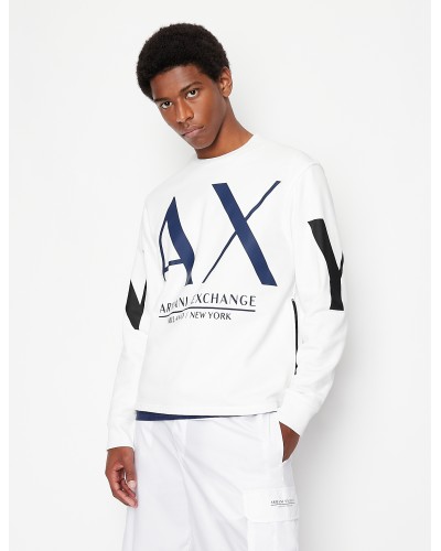 ARMANI AX FELPA PARICOLLO  100% COTTON.1116 OFF WHITE