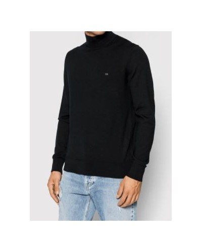 CKJeans MAGLIERIA  DOLCEVITA SUPERIOR WOOL MOCK PULLOVER.BEH CK BLACK