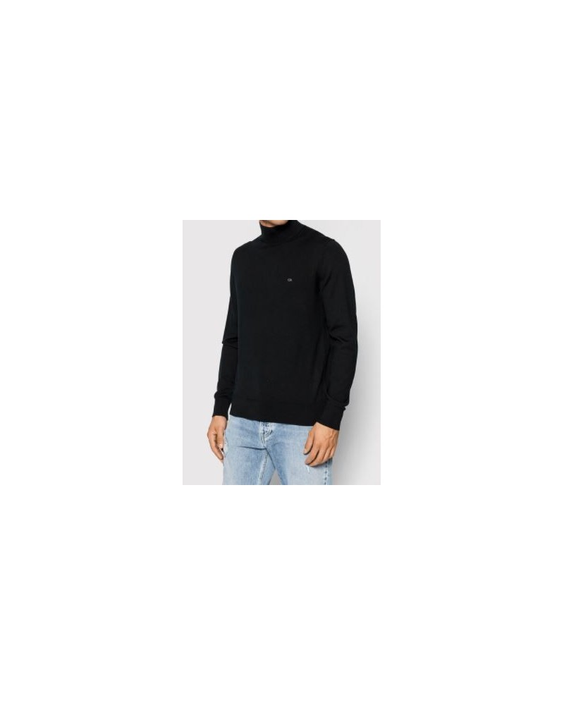 CKJeans MAGLIERIA  DOLCEVITA SUPERIOR WOOL MOCK PULLOVER.BEH CK BLACK