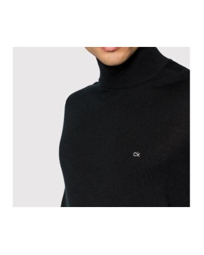 CKJeans MAGLIERIA  DOLCEVITA SUPERIOR WOOL MOCK PULLOVER.BEH CK BLACK
