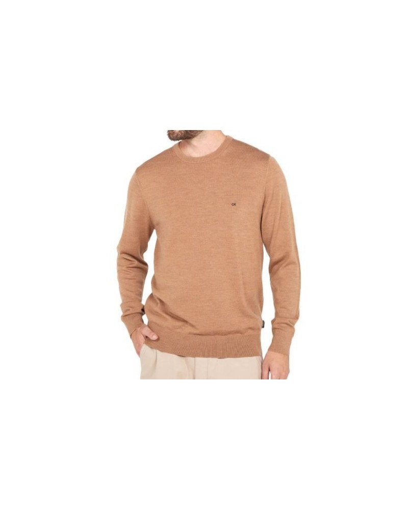 CKJeans MAGLIERIA  DOLCEVITA SUPERIOR WOOL MOCK PULLOVER.PF2 TRAVERTINE
