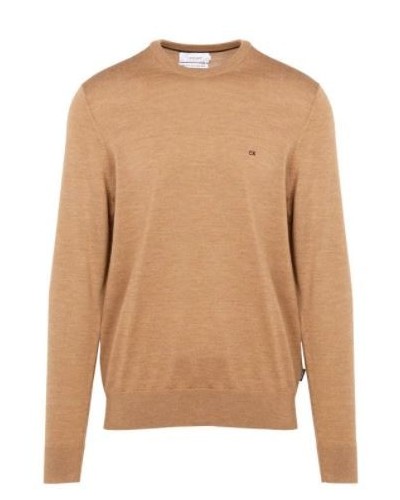 CKJeans MAGLIERIA  DOLCEVITA SUPERIOR WOOL MOCK PULLOVER.PF2 TRAVERTINE