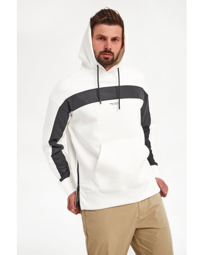 ARMANI AX FELPA C/CAPP  17% POLYESTER, 4% ELASTANE, 79% COTTON.21AF OFF WHITE / REFLECTI