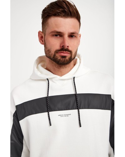 ARMANI AX FELPA C/CAPP  17% POLYESTER, 4% ELASTANE, 79% COTTON.21AF OFF WHITE / REFLECTI