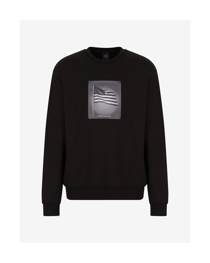 ARMANI AX FELPA PARICOLLO  100% COTTON.22AC BLACK / ITALY FLAG