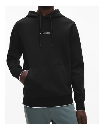 CKJeans FELPA C/CAPP CENTER LOGO HOODIE.BEH CK BLACK