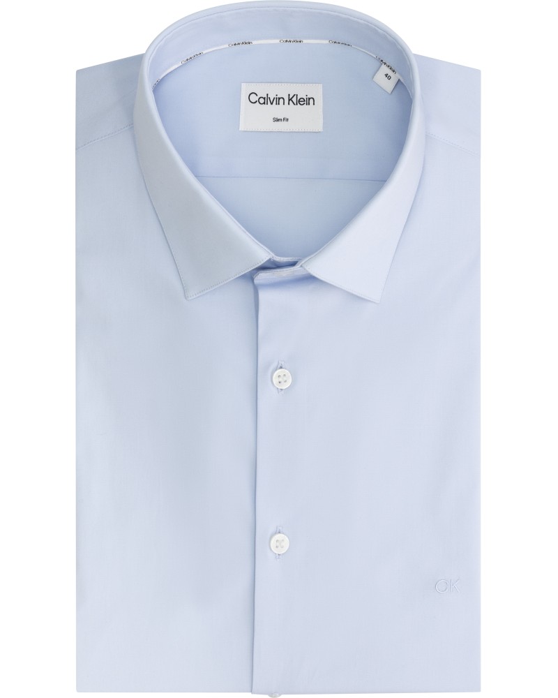 CK CAMICIA M/LUNGA POPLIN STRETCH SLIM.C1S CALM BLUE