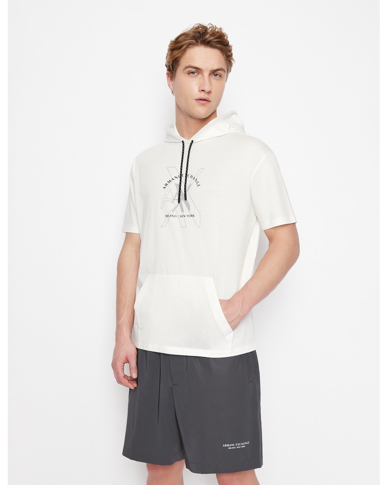 ARMANI AX MAGLIA C/CAPP  100% COTTON.1116 OFF WHITE