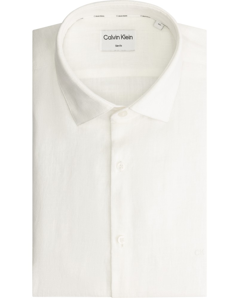 CK CAMICIA LINO LINEN SOLID SLIM SHIRT.0K4 WHITE