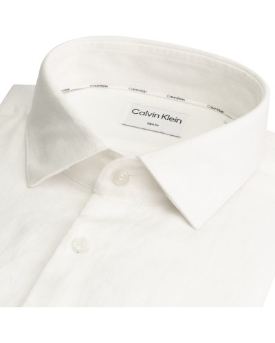 CK CAMICIA LINO LINEN SOLID SLIM SHIRT.0K4 WHITE