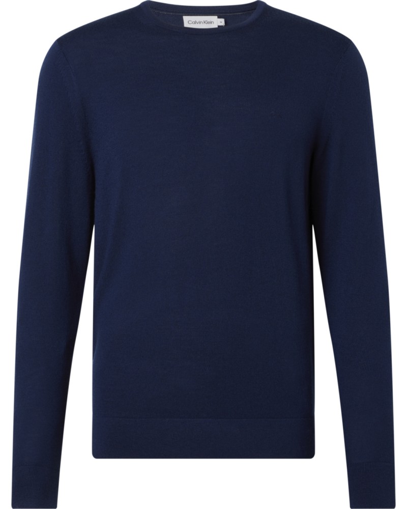 CK MAGLIONCINO GIROCOLLO SUPERIOR WOOL CREW NECK SWEATER.DW4 CALVIN NAVY