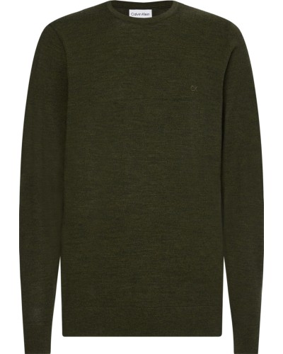 CK MAGLIONCINO GIROCOLLO SUPERIOR WOOL CREW NECK SWEATER.MRZ DARK OLIVE