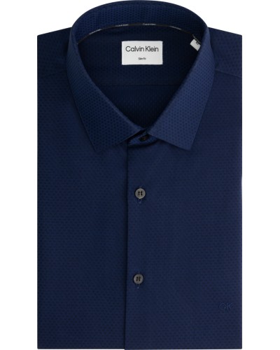 CK CAMICIA M/LUNGA DOBBY EASY CARE SLIM.0G2 NAVY