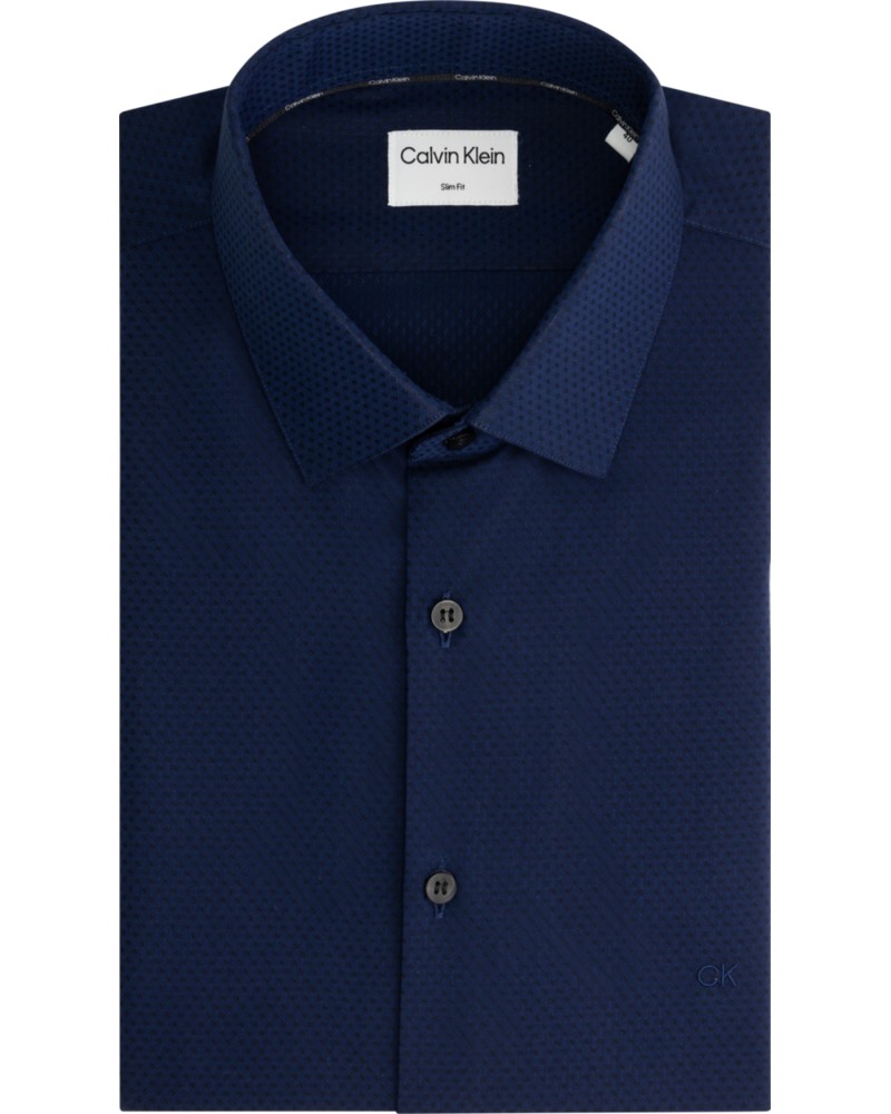 CK CAMICIA M/LUNGA DOBBY EASY CARE SLIM.0G2 NAVY