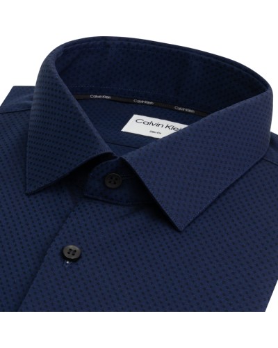 CK CAMICIA M/LUNGA DOBBY EASY CARE SLIM.0G2 NAVY