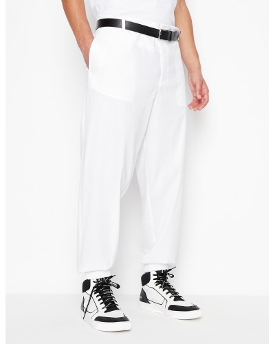 ARMANI AX PANTALONE MOLLA  17% LINEN, 2% ELASTANE, 81% LYOCELL.1100 WHITE
