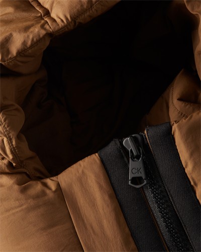 CK GIUBBOTTO C/CAPP CRINKLE NYLON PUFFER JACKET.GWR CHESTER BROWN