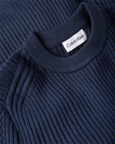 CK MAGLIONCINO GIROCOLLO WOOL BLEND RIB CN SWEATER.DW4 CALVIN NAVY