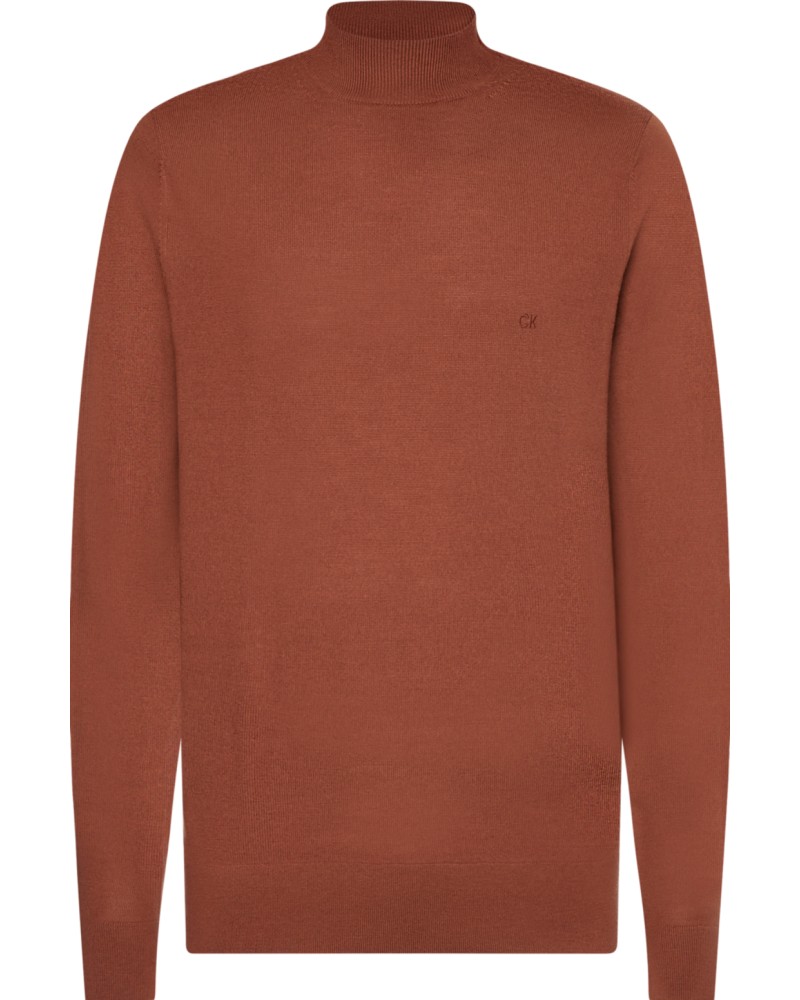 CK LUPETTO WOOL SUPERIOR WOOL MOCK NECK SWEATER.KCU CARAMEL