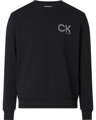 CK FELPA PARICOLLO STRIPED CHEST LOGO.BEH CK BLACK