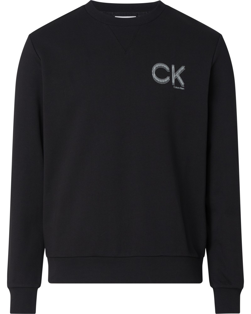 CK FELPA PARICOLLO STRIPED CHEST LOGO.BEH CK BLACK
