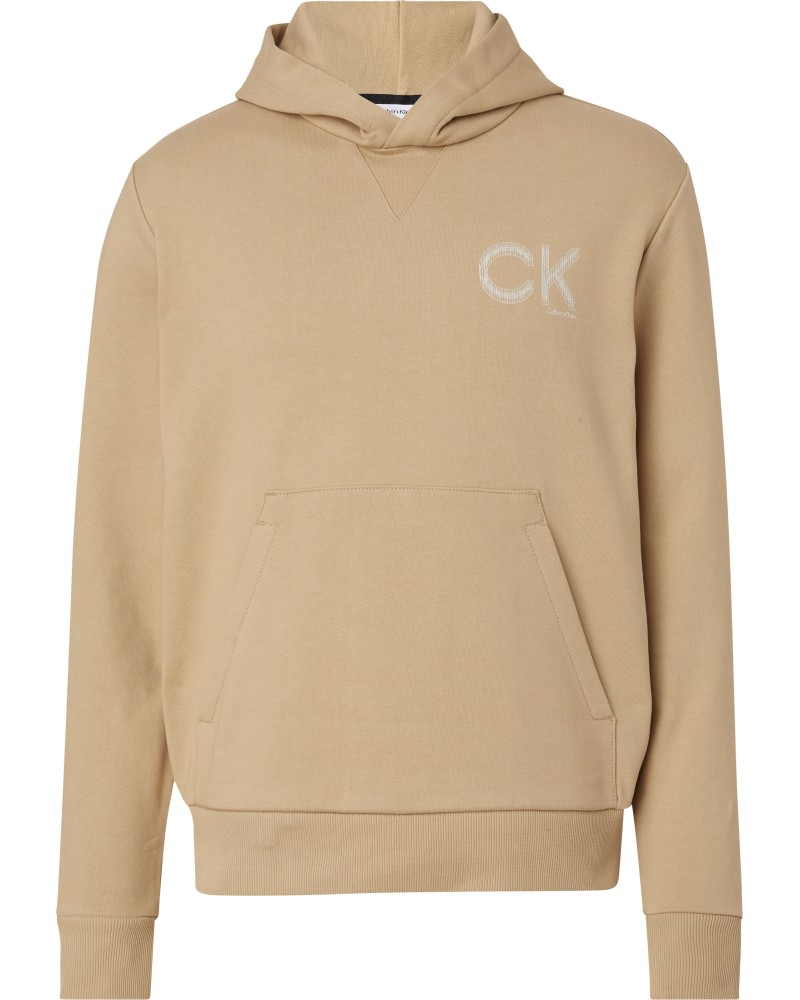 CK FELPA C/CAPP STRIPED CHEST LOGO HOODIE.PF2 TRAVERTINE