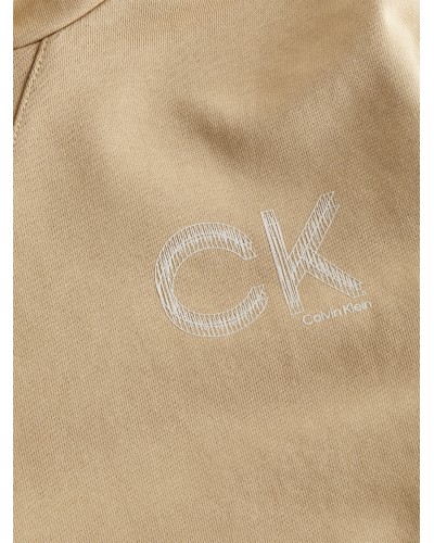 CK FELPA C/CAPP STRIPED CHEST LOGO HOODIE.PF2 TRAVERTINE