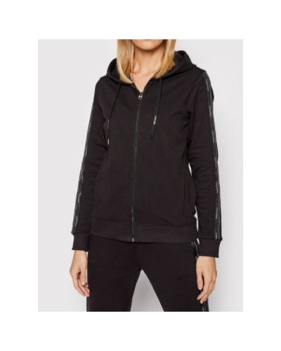 CKJeans FELPA  C/CAPP LOGO TAPE ZIP THROUGH HOODIE.BEH CK BLACK