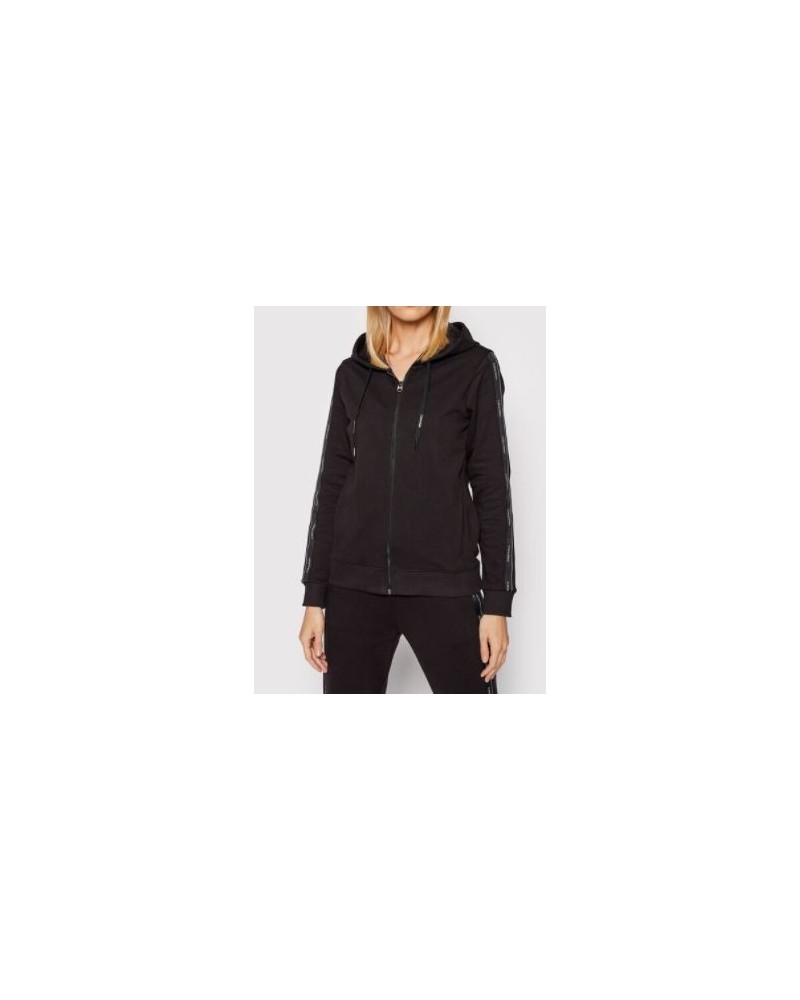 CKJeans FELPA  C/CAPP LOGO TAPE ZIP THROUGH HOODIE.BEH CK BLACK
