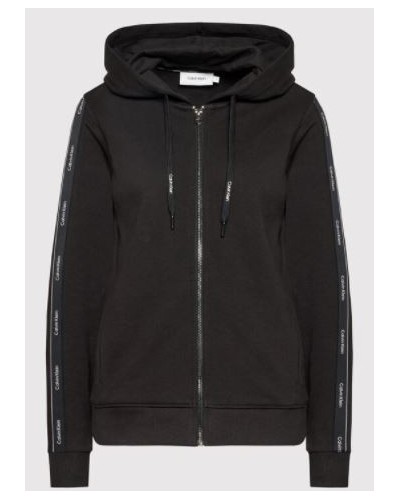 CKJeans FELPA  C/CAPP LOGO TAPE ZIP THROUGH HOODIE.BEH CK BLACK