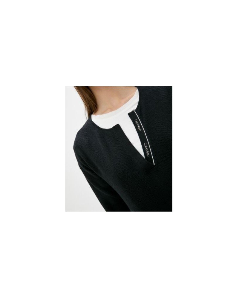 CKJeans MAGLIERIA CARDIGAN ESSENTIAL RIB OPEN NECK SWEATER.BEH CK BLACK